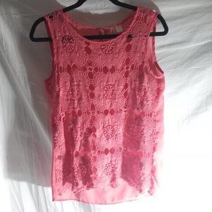 Adiva Pink Lace Tank Top